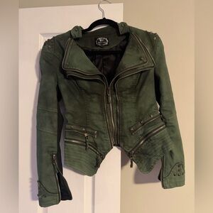 Green Steampunk Biker Jacket